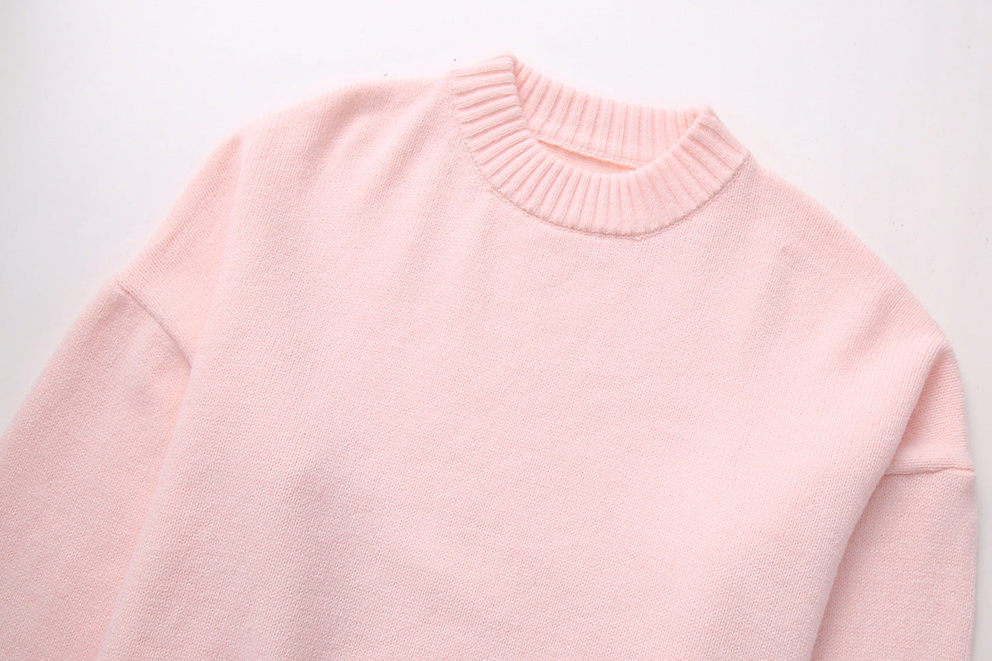 Nouveau Pull Trendy Rose Claire à Col Rond