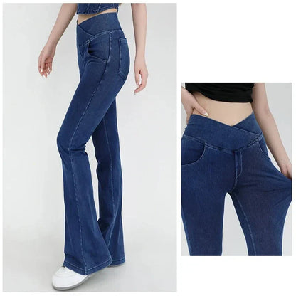 Tilde-Caron™ - Pantalon Jean Évasé Taille Haute