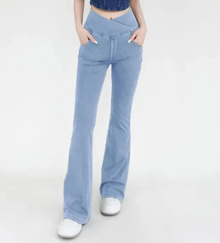 Tilde-Caron™ - Pantalon Jean Évasé Taille Haute