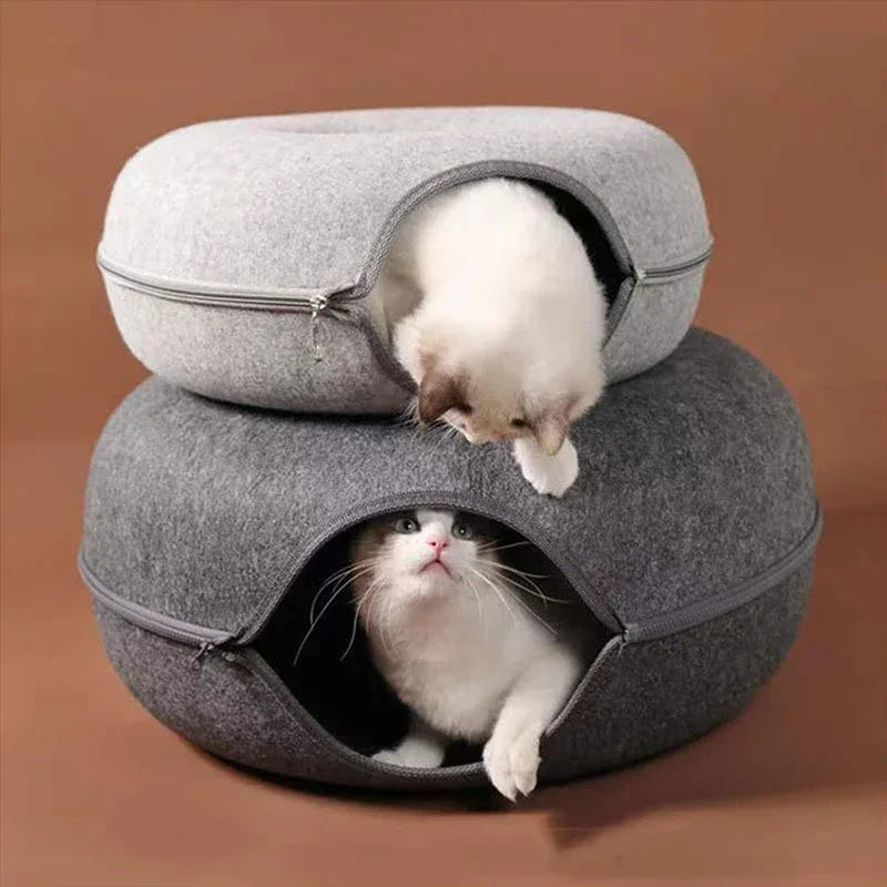 Tunnel Donut pour Chats/Chiens - Matériau en Feutre Premium