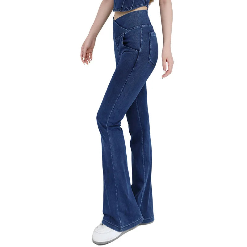 Tilde-Caron™ - Pantalon Jean Évasé Taille Haute