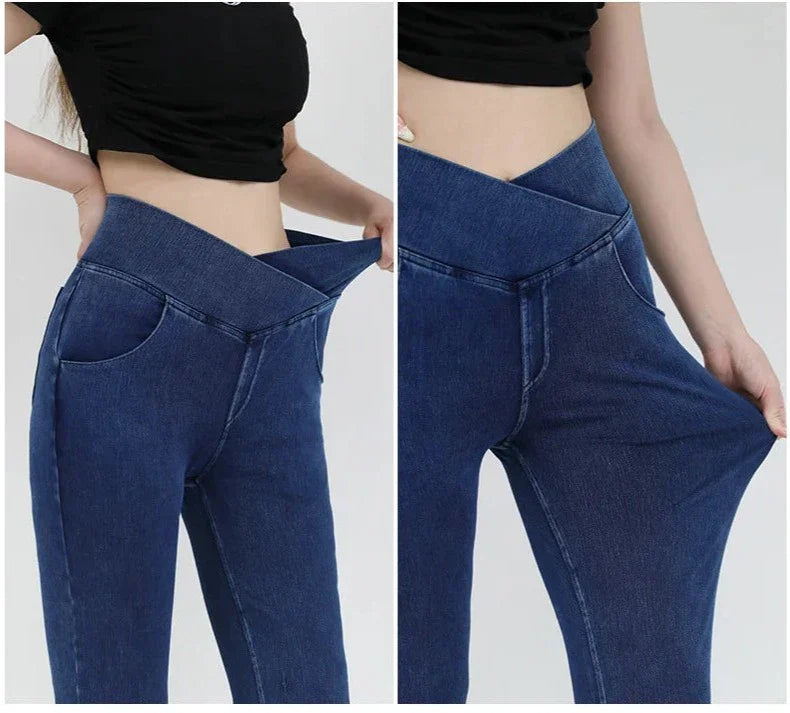 Tilde-Caron™ - Pantalon Jean Évasé Taille Haute