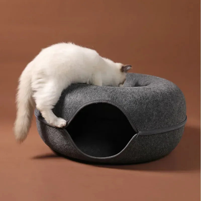 Tunnel Donut pour Chats/Chiens - Matériau en Feutre Premium