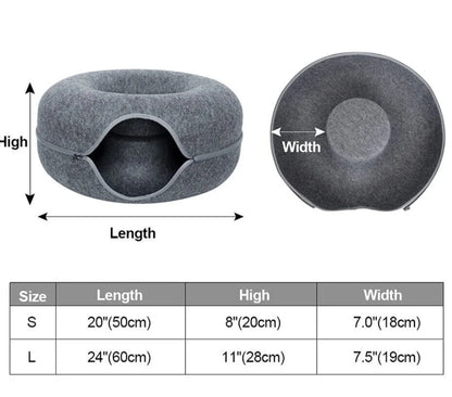 Tunnel Donut pour Chats/Chiens - Matériau en Feutre Premium