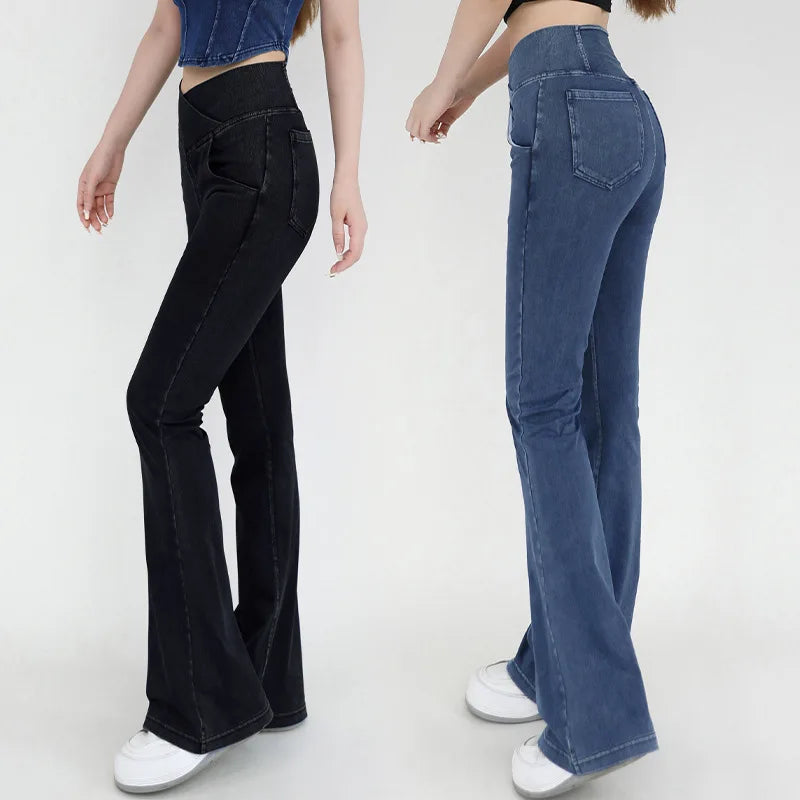 Tilde-Caron™ - Pantalon Jean Évasé Taille Haute